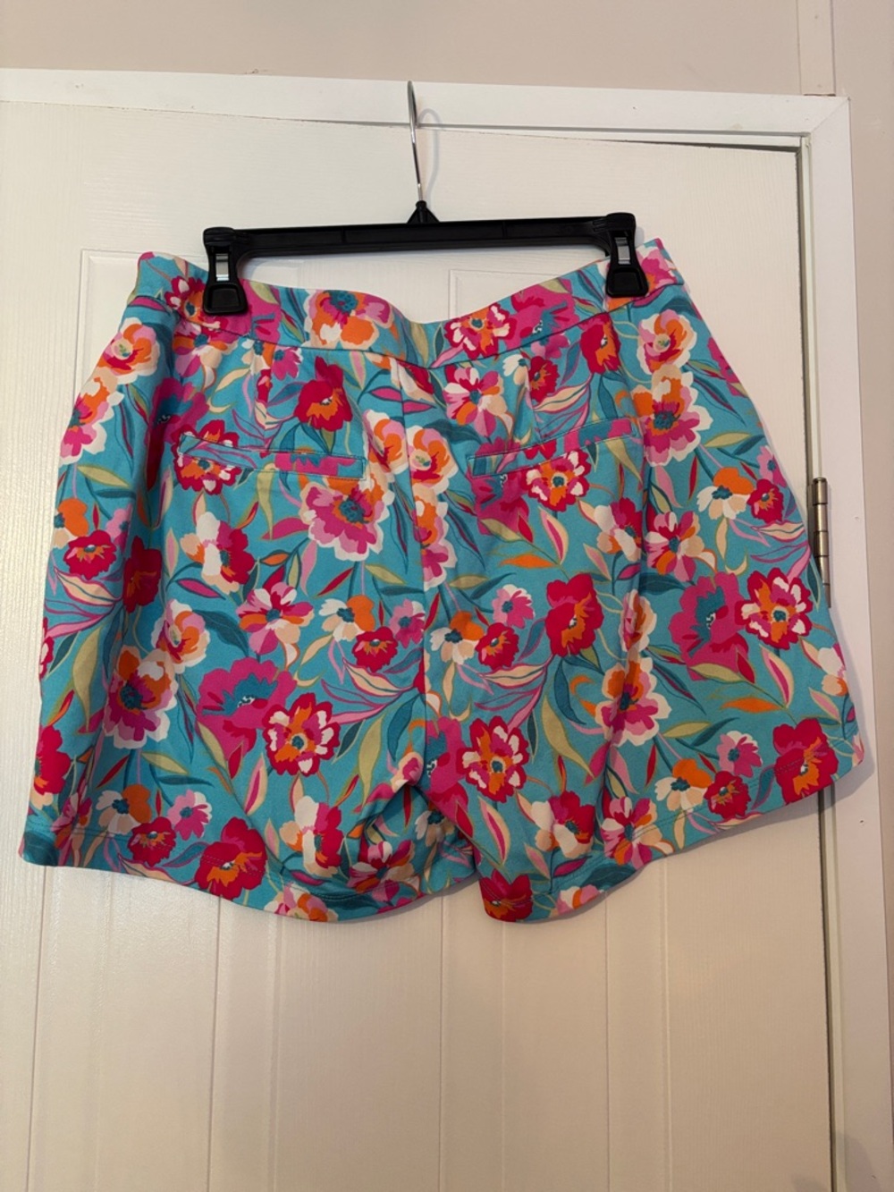 Floral Turquoise Women's Bermuda Shorts - Picture 2 of 3